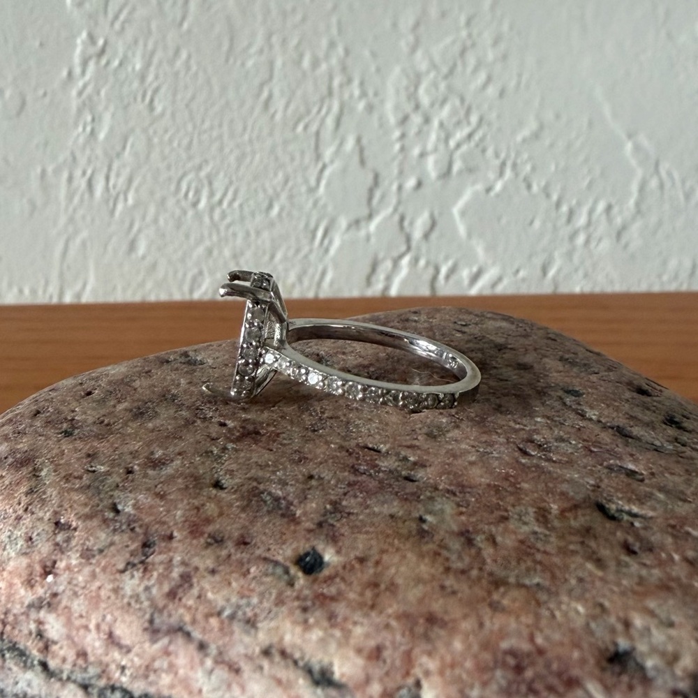 14K White Gold Natural Aquamarine Ring 4.25ct Diamond Accent Band – Needs Repair - Picture 6 of 9